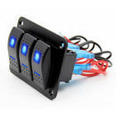 Marine Boat Rocker Switch Panel 3 Gang Waterproof ON Off Toggle Switches