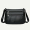 Women PU Shoulder Bag Multi-pocket Mother Solid Crossbody Handbag (Black)