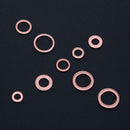 200pcs Copper Washer Sealing Ring Gasket Flat Kit with Box Hardware Tool