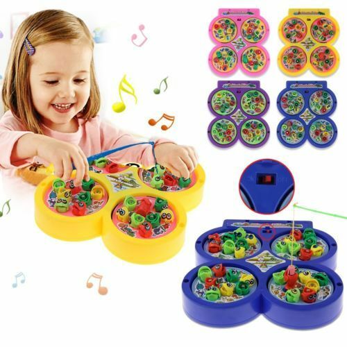 Electric Rotating Magnet Fish Fishing Pretend Game Children Educational Toy3cT