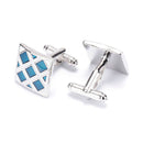 New Classic Blue Lattice Men's Cuff Links mens Wedding party Gift Cufflinks 3c