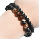 2PCS/set Black Mantra Prayer Healing Natural Stone Beads Bracelet Women Men