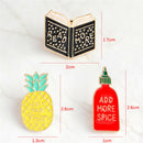 3PCS Enamel Book Pineapple Brooch Pin Shirt Collar Pin Badge Corsage Jewelry JR