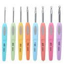 8Pcs Colorful Handle Aluminum Crochet Hooks Knitting Needles Set 2.5mm-6mm