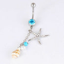 Starfish Conch Dangle Button Belly Body Piercing Navel Ring Bar Barbell Jewelry-