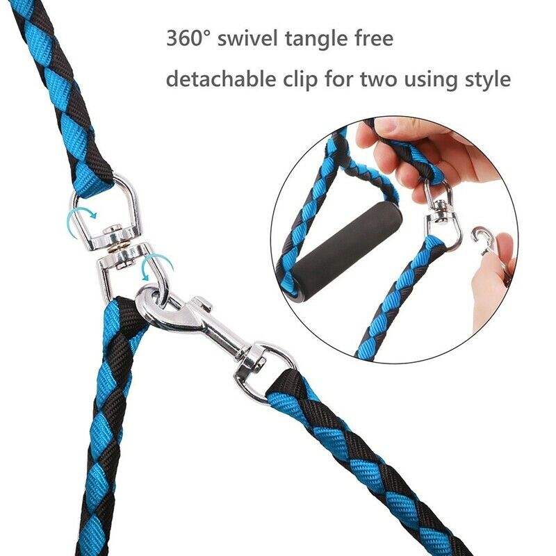 Double Dog Leash Braided Tangle Dual Leash Coupler For Walking Dogs Double