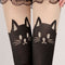 Women Sexy Cute Black Tattoo Long Socks Sheer Cartoon Cat Pantyhose Stockings Kw