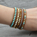 Jewelry 5 Strands Natural Stone Bead Handmade Leather Bracelet Wrap Bracele