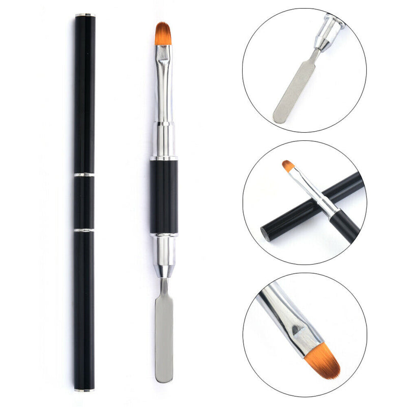 Nail Brush Pen Dual-ended Slice Shape Tool LED UV Poly Gel Manicure Set