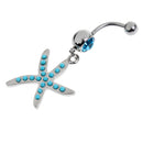 Belly Button Ring Starfish 304 Stainless Steel 14G Navel Piercing Jewelry