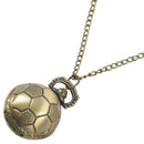 Retro Bronze Quartz Football Shape Steampunk Pocket Watch Necklace 31.5 inc N7F4