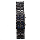 Blue LED Digital Black Lava Style Wrist Watch Iron Metal Samurai Men with B