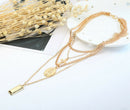 Square Cross Multilayer Pendant Necklace Alloy Multilayer Exquisite Clavicl