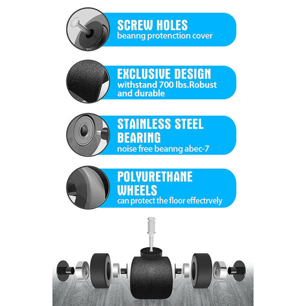 2"Universal Mute Chair Wheel Office Chair Caster Replacement Casters RubberB Ew