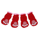 2 Pairs Size L Antislip Bottom Pet Dog Doggie Puppy Socks Red Pink S2C3