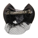 Black White Color Stripe Bow Deco Net Hairspray Hair clip A9T2