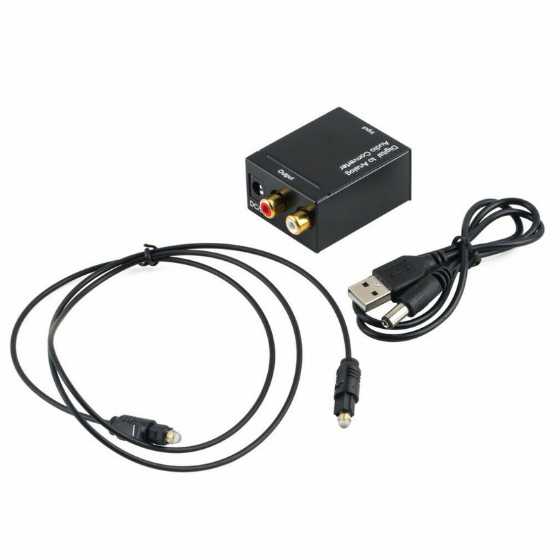 Digital Optical Coaxial Toslink to Analog RCA L/R Audio Converter Adapter --