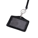 Rhinestone Crystal Work Card ID Case Holder Lanyard Sling (Black) B8N1
