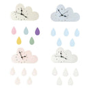 Nordic Wood Cloud Raindrop Shaped Clock Children'S Room Decoration Baby Cut