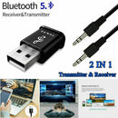 2in1 Bluetooth 5.0 Audio Transmitter Receiver USB Adapter For Car Speaker PC TV