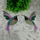 1 pair Birds Hummingbirds DIY Embroidered Patch Clothes Fabric 18*14.5cm New
