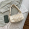 Women Candy Tote Bag Pleated PU Shoulder Portable Underarm Handbag (Beige)