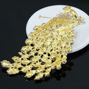 Large Size Peacock Brooch Colorful Crystal Women Wedding Party Jewelry Gift A