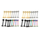 32Pcs 18G Stainless Steel Lip Ring Chin Bars Earring Stud Piercing Jewelry