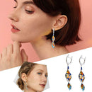 Spiral Leaf Enamel Cloisonne Flower Long Earrings Elegant