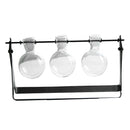 Modern Glass Tabletop Hydroponic Flower Vase With Cast Iron Tray 3 Beaker E
