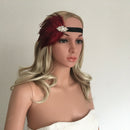 Woman Elastic Feather Headband 20s  Party Rhinestone Hair Accessories