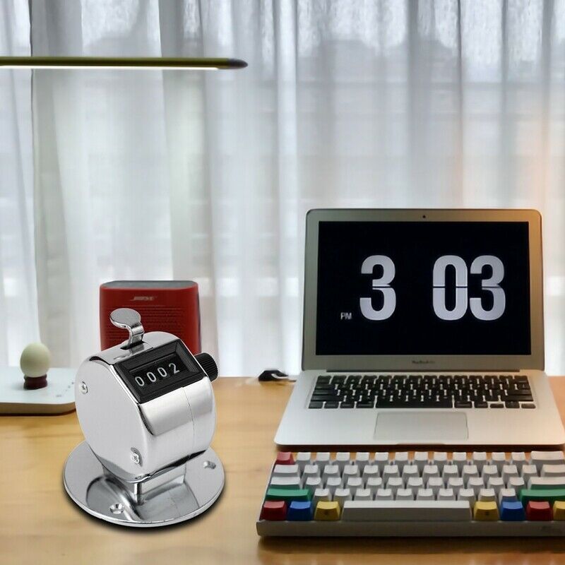 5X(Round Base 4 Digit Manual Hand Tally Mechanical Palm Click Counter K9Y8)