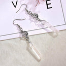 Clear Quartz Crystal Quartz Moon Stone Earrings Drop Dangle Gothic Jewelry Gift