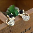 1 Pair Women Fashion Earrings Elegant Cat Crystal Rhinestone Ear Stud Earrin NTO