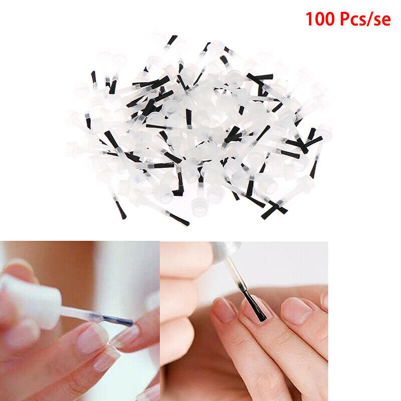 100Pc Nail Polish Applicator Brushes Replacement Liquid Dipping Gel Brus Ew