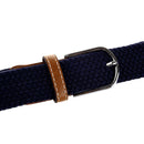 Unisex Men Women Stretch Braided Elastic Leather Buckle Belt Waistband Dark