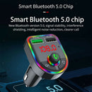 Car Bluetooth V5.0 FM Transmitter Fast Charge Radio Adapter Hands-Free Call