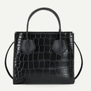 Retro Alligator PU Women Shoulder Tote Bag Portable Solid Handbags (Black)