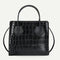 Retro Alligator PU Women Shoulder Tote Bag Portable Solid Handbags (Black)