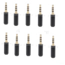 10x 4-Pole 3.5mm 1/8" Male Repair Headphone Jack Plug Metal Audio Connectors
