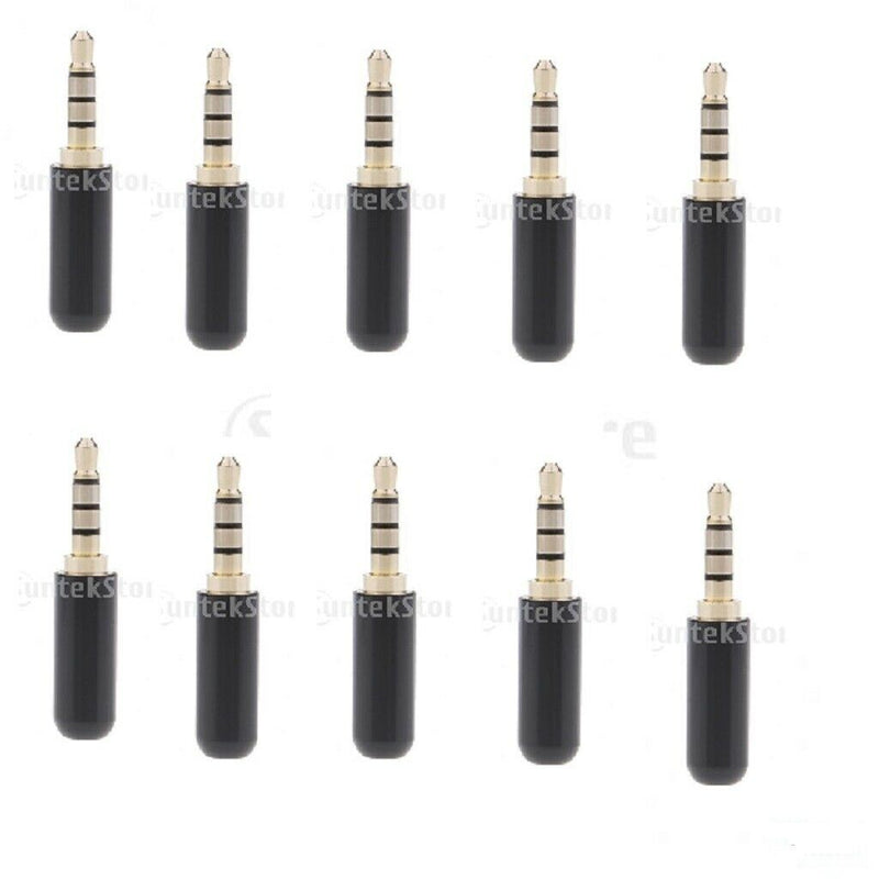 10x 4-Pole 3.5mm 1/8" Male Repair Headphone Jack Plug Metal Audio Connectors
