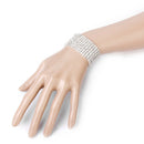 Ladies Sparing Sier 8 Row Rhinestone Stretchy Bracelet Bangle Party Prom
