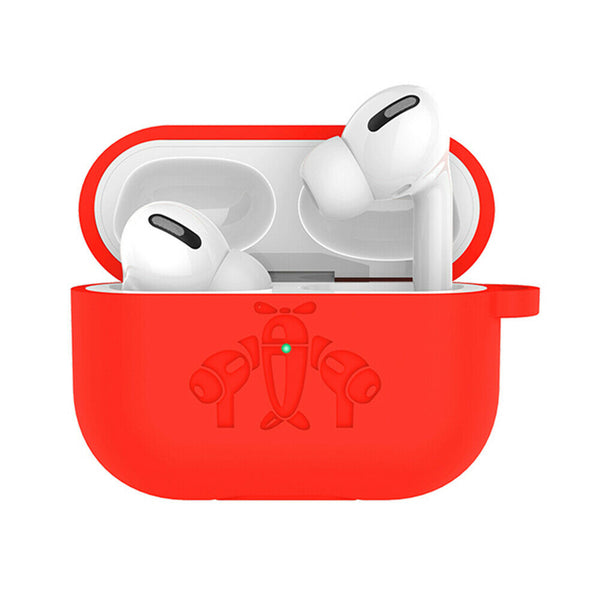 Silicone Charging Case Protective Cover with Carabiner for AirPods Pro Headset