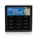 18Pcs Rhinestone SurgicalSteel Round Nose RingHoop Stud Body Piercing Jewelry BX