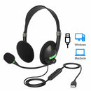 USB Computer Headset Wired Over Ear Headphones for Call Center PC Laptop Skype