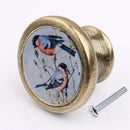 Shabby Chic Bird Print Cabinet Drawer Dresser Handle Pull Knob Hardware