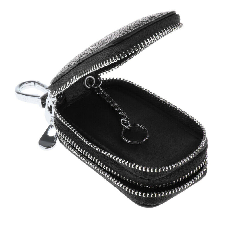 Mens PU Leather Car Key Case Key Holder Key Organizer Wallet Black