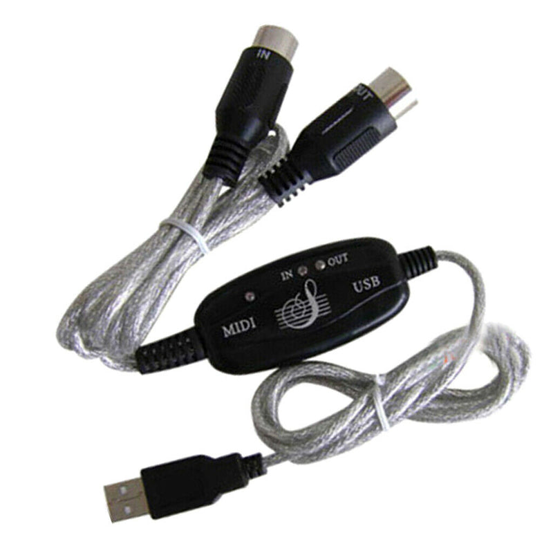 USB To MIDI Cable For Music Keyboard Adapter Converter, Black Extension Cable