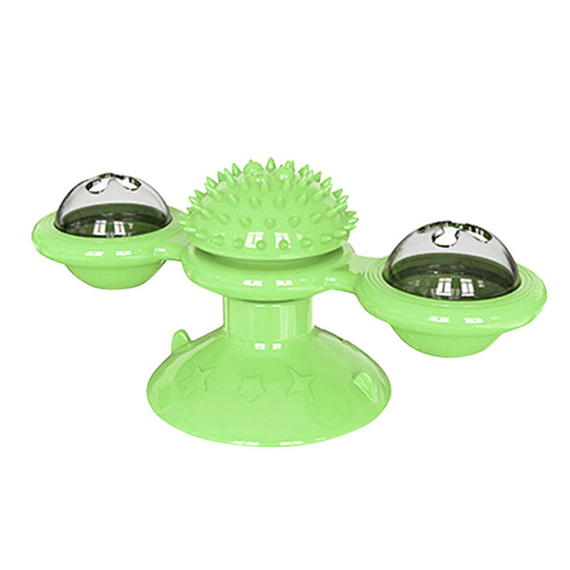 Cats Puzzle Turntable Windmill Ball Interactive Toys Pet Supplies (Green) A