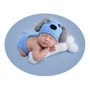 Cute Baby Hat Pants & Bone Set Crochet Knit Dog Costume Photo Photography Prop